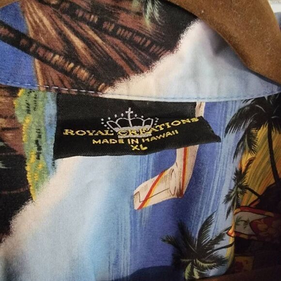Royal Creations Hawiian Shirt Mens Button Down SZ XL Cars Surfing - Picture 3 of 6